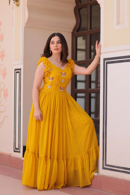Aaradhya Designer Butterfly Bloom Festive Flow Gown