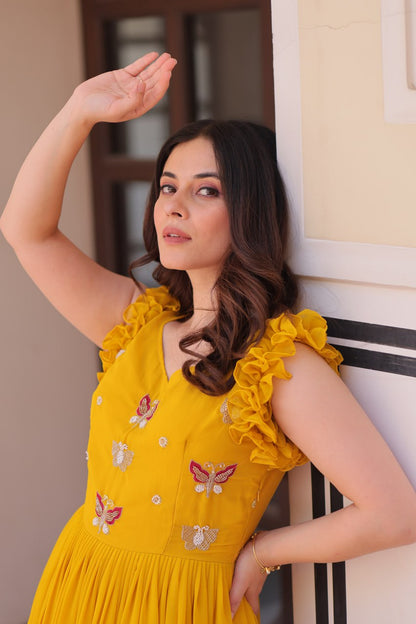 Aaradhya Designer Butterfly Bloom Festive Flow Gown