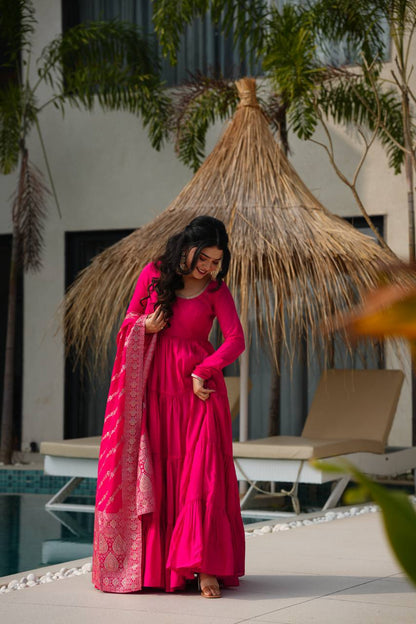 Roohani Designer Romansilk Chanderi Beautifull Anarkali