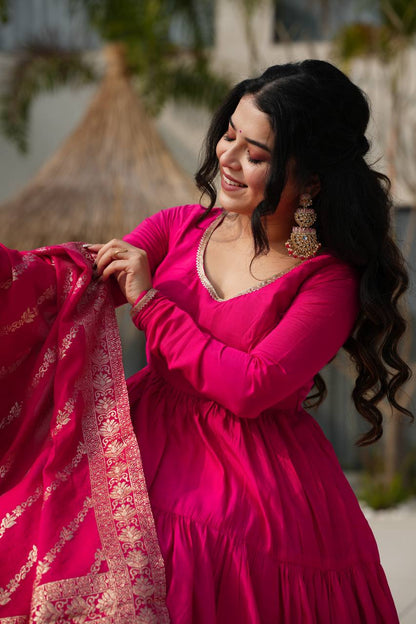 Roohani Designer Romansilk Chanderi Beautifull Anarkali