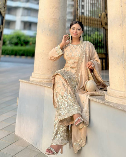 Zarista Sequence Work with Real Mirror Hand Work Sharara