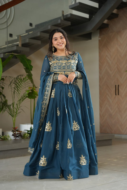 Hiyashvi Chinnon with Sequins-Multi And Embroidered Work Anarkali Gown