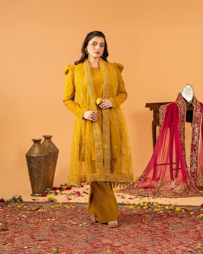 A Radiant Traditional Ensemble Festive Glamour Top With Farshi Salwar