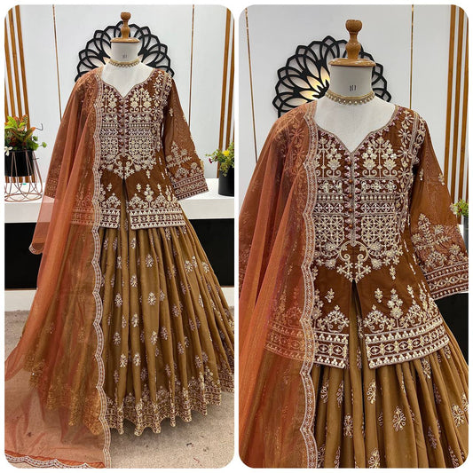 Rustic Jharoka Beads Handwork  Coding Sequence Lahenga