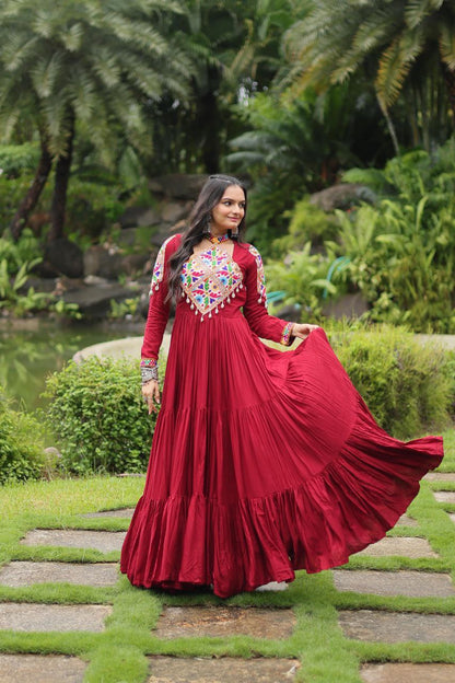 Rang-E-Nazakat - Maroon Colored Attractive Partywear Gown