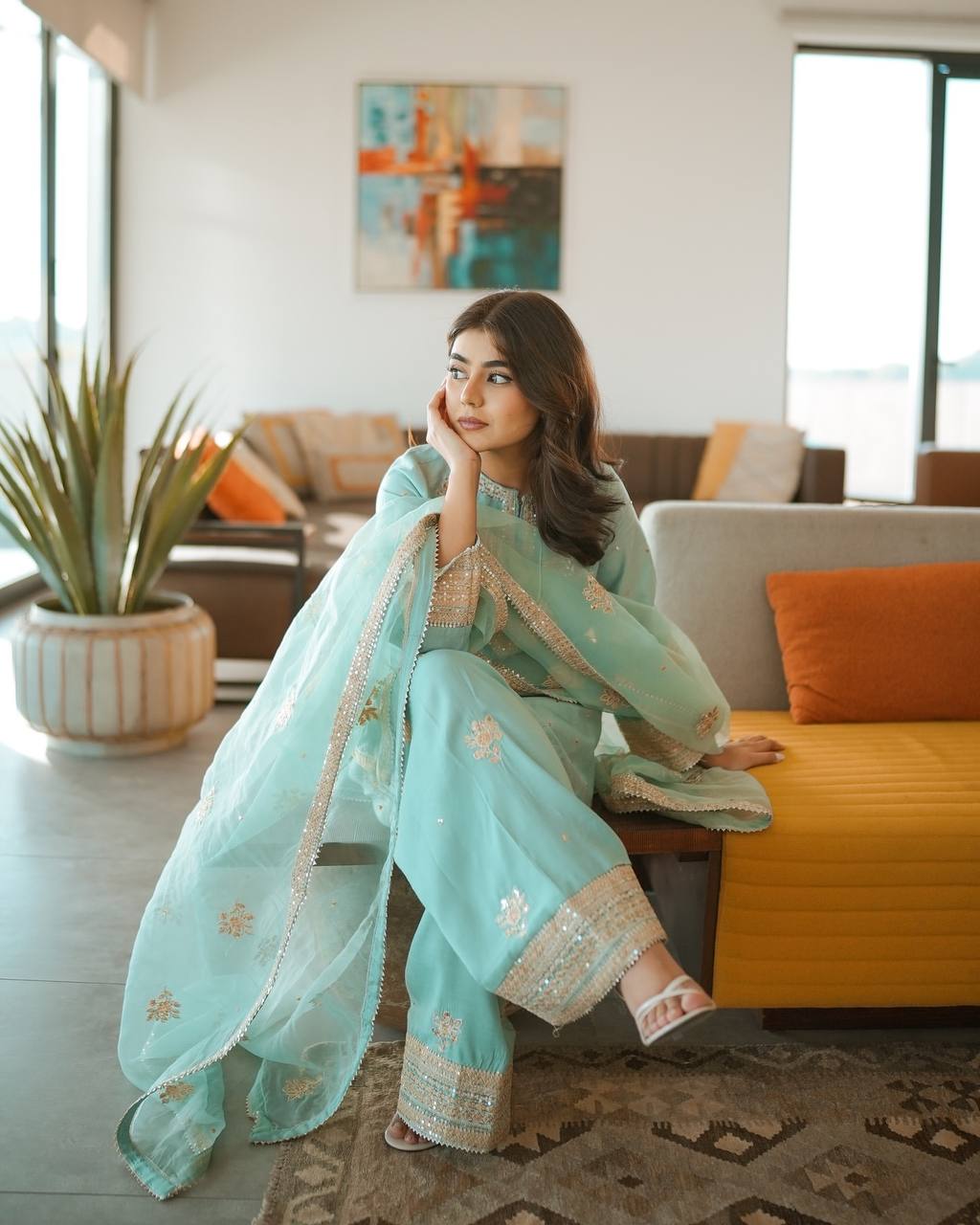 Rosaira Pur Natural Crepe Farshi Palazzo