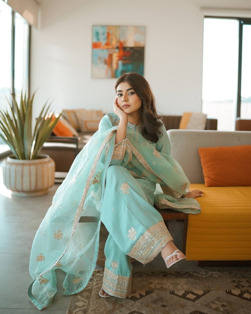 Rosaira Pur Natural Crepe Farshi Palazzo