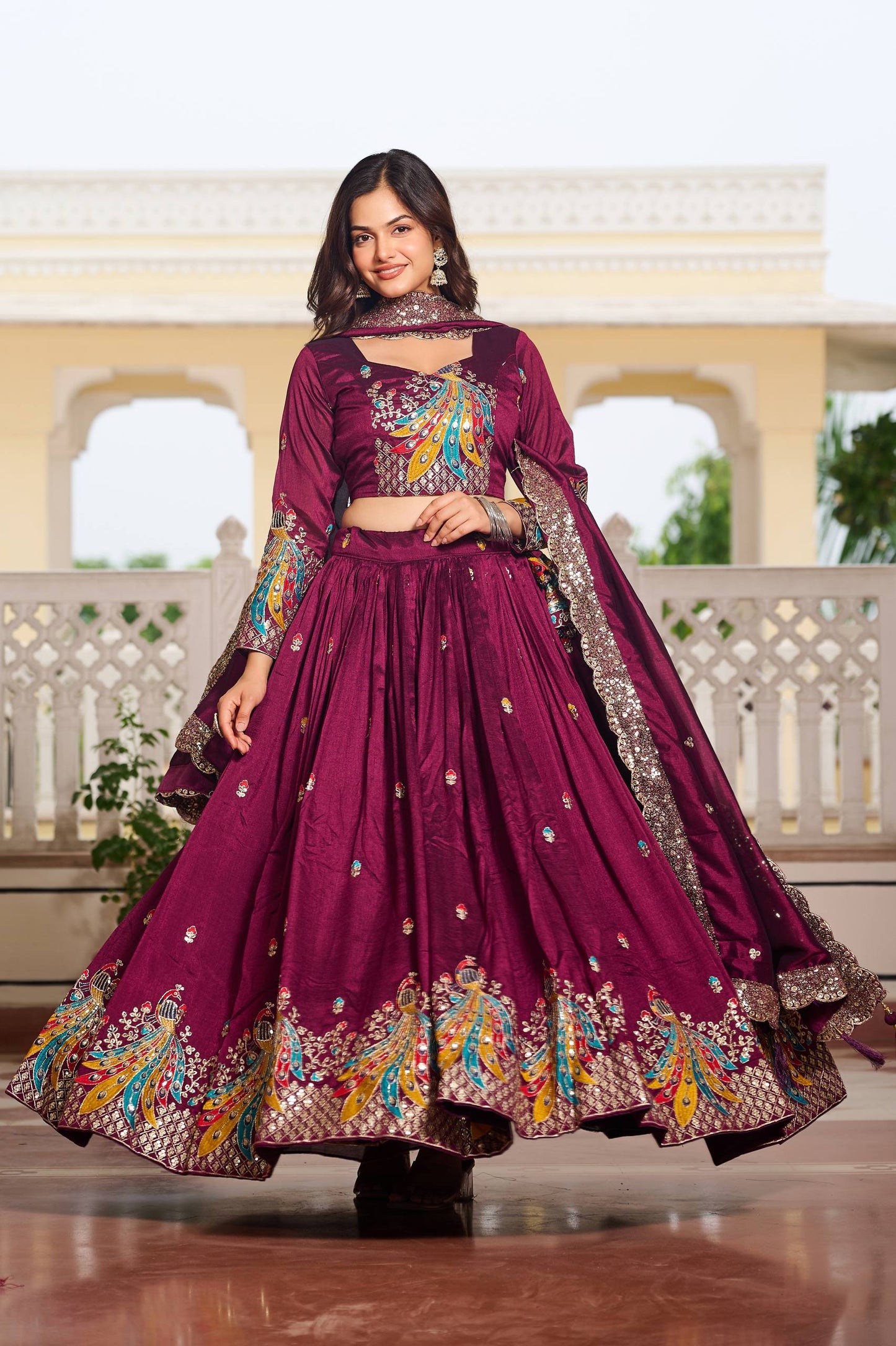 Naira’s Regal Aura Heavy  Embroidery Sequence & Thred Work Lehenga Choli