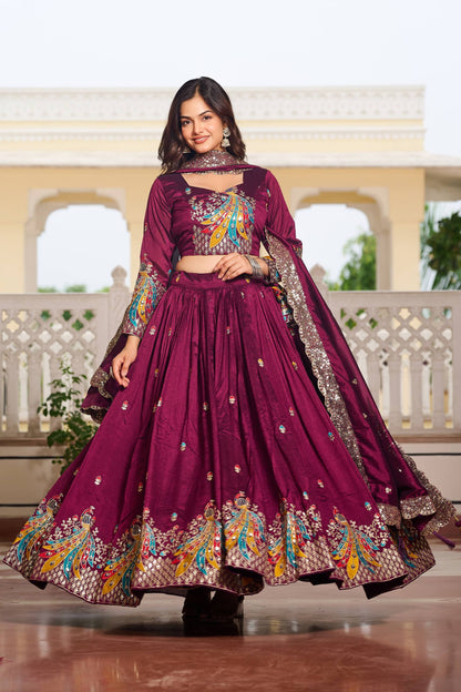 Naira’s Regal Aura Heavy  Embroidery Sequence & Thred Work Lehenga Choli