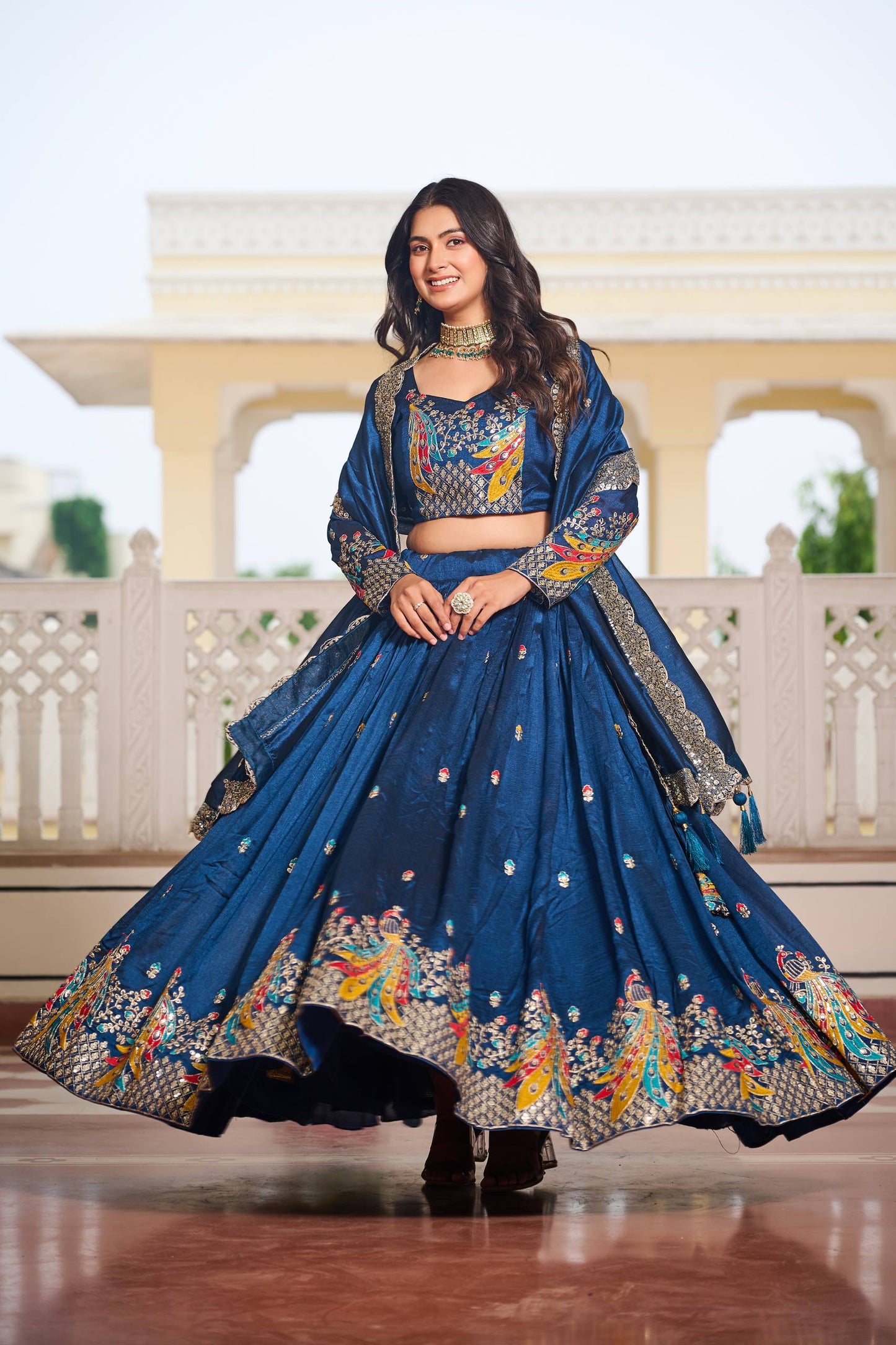 Naira’s Regal Aura Heavy  Embroidery Sequence & Thred Work Lehenga Choli