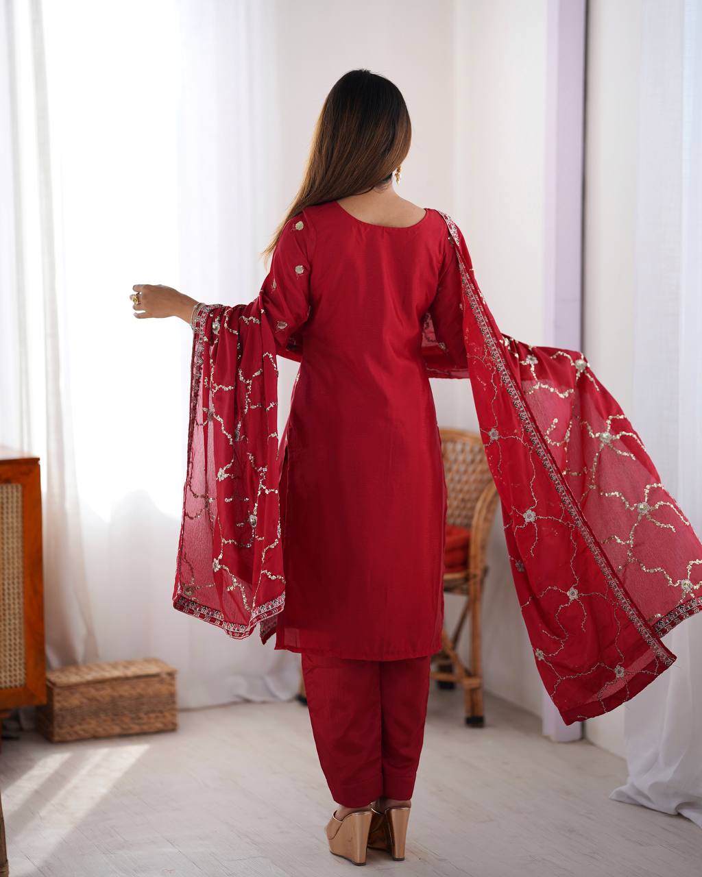 Vamika Chinon silk Classic Ethnic Suit