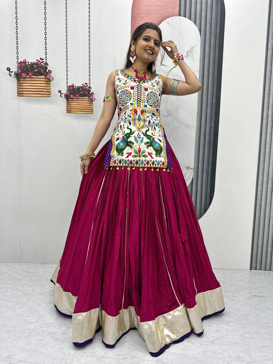 Mira’s Hand-Embroidered Traditional Mirror Work Lehenga Set