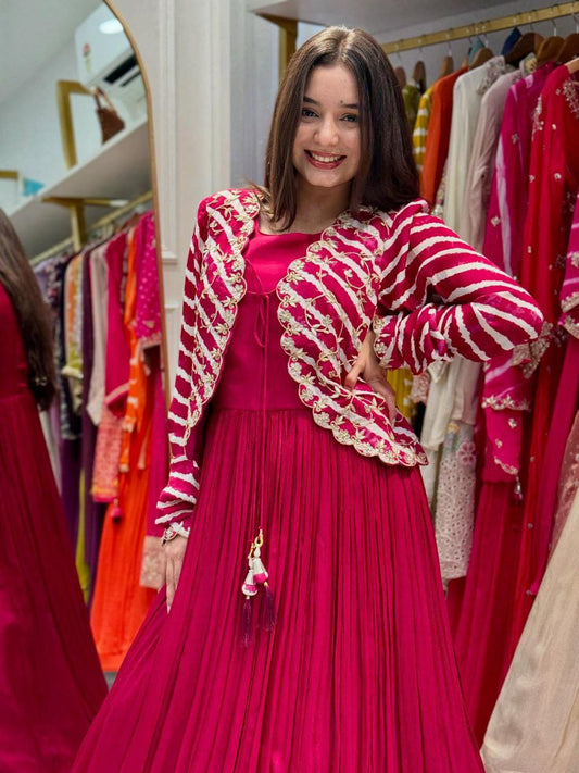 Kavira Designer Party Ware Laining Jecket Gown