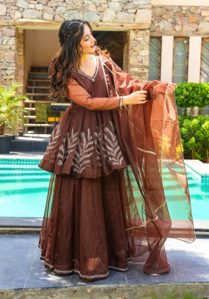 Deep Bronze Beautiful Designer Glow Sharara