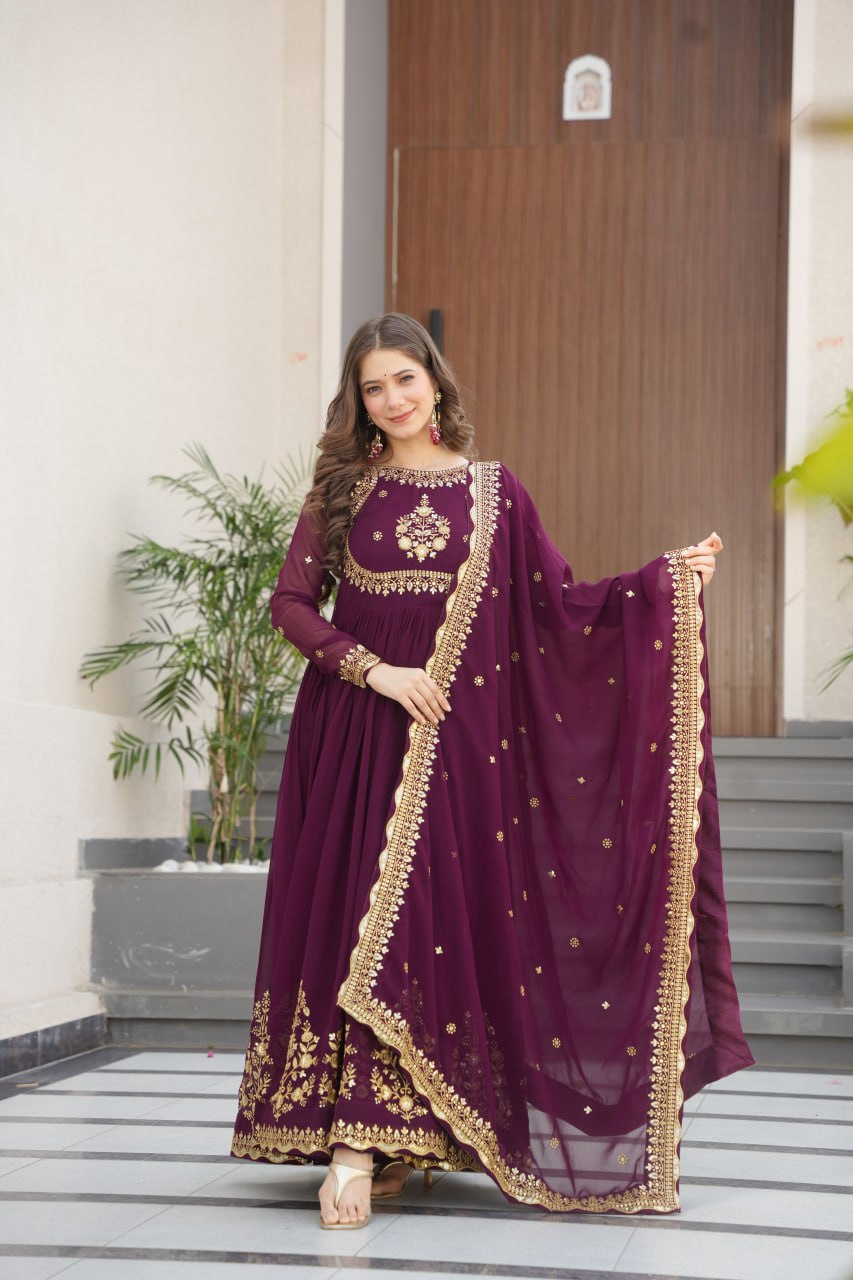 Vrinda Floral  Faux Blooming Georgette Anarkali