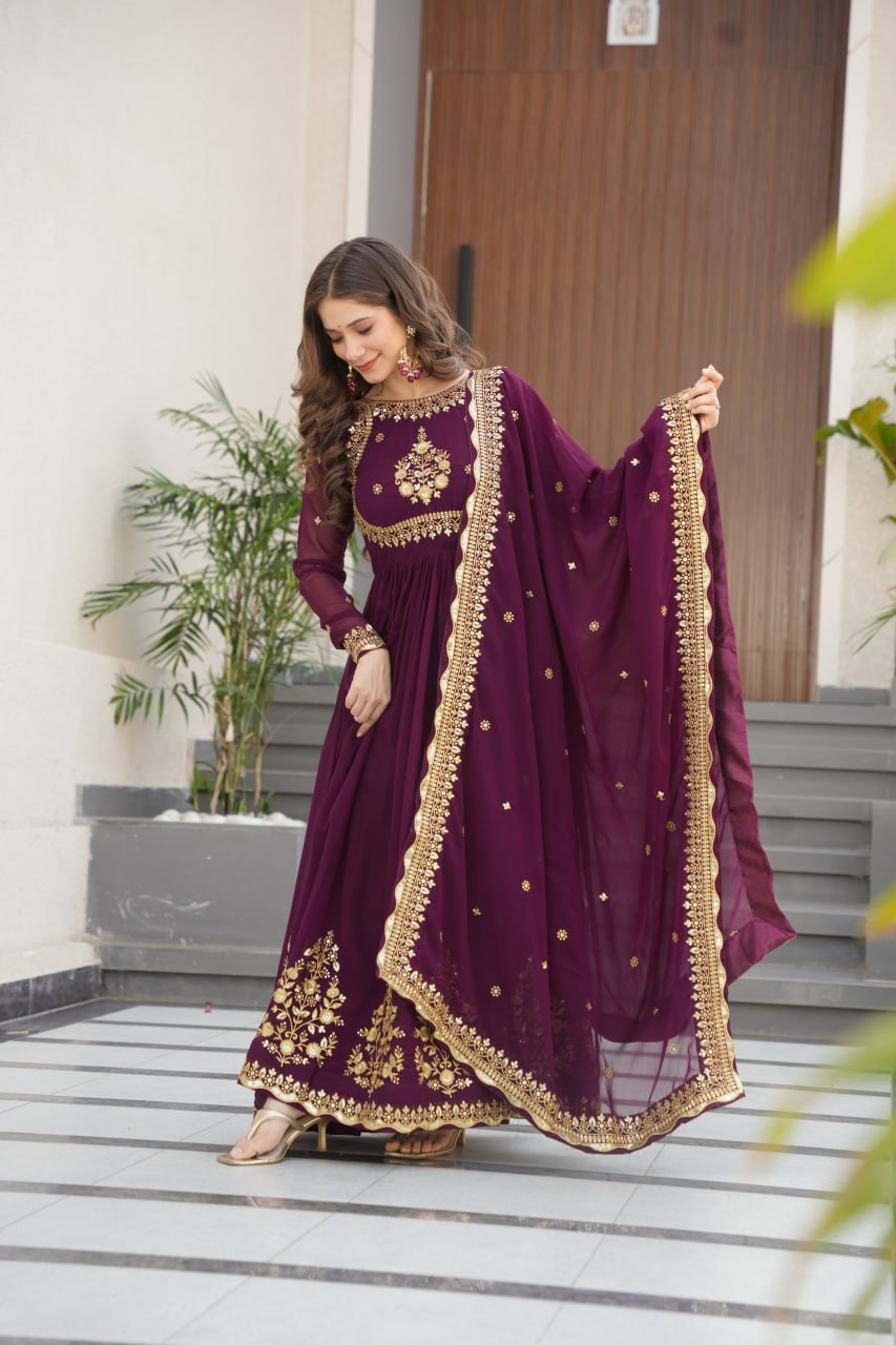 Vrinda Floral  Faux Blooming Georgette Anarkali