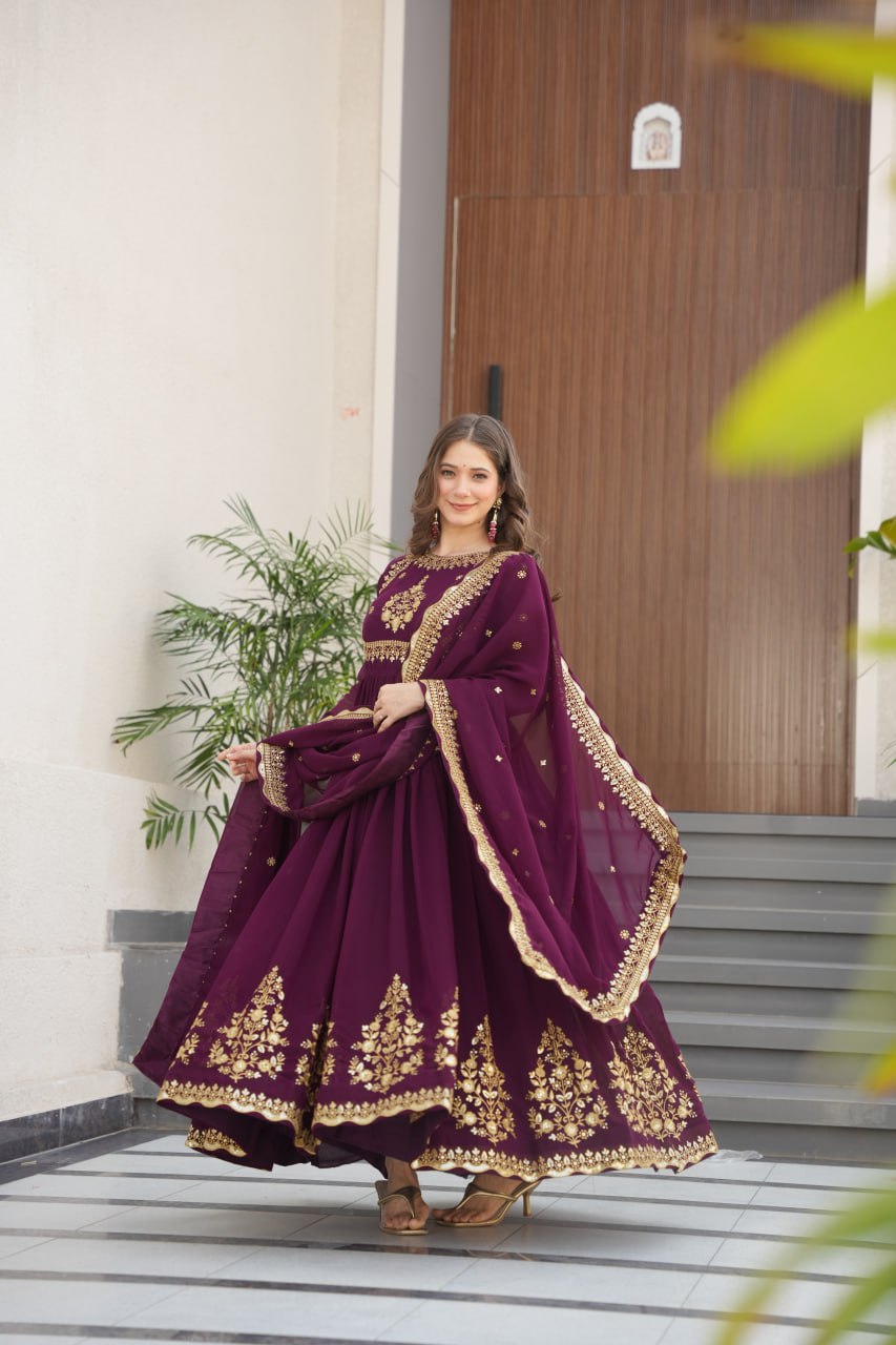 Vrinda Floral  Faux Blooming Georgette Anarkali