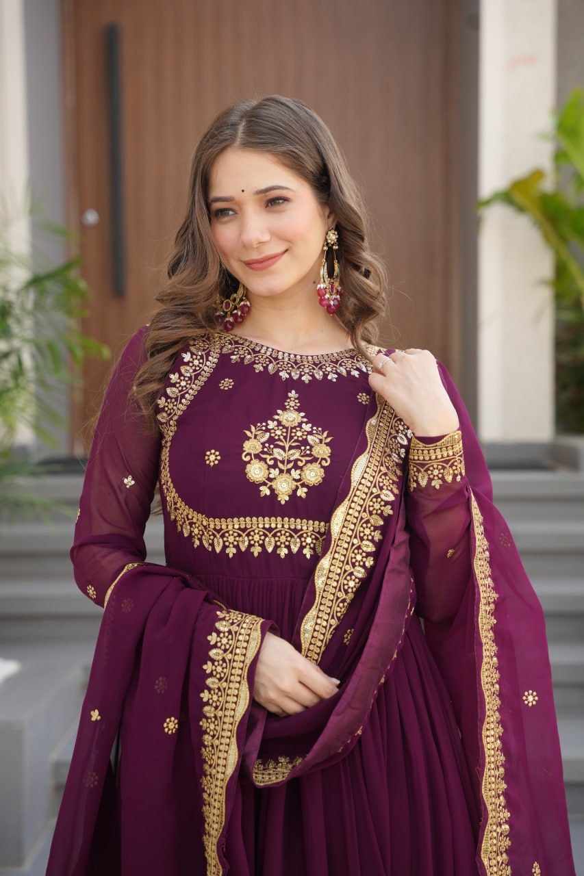 Vrinda Floral  Faux Blooming Georgette Anarkali