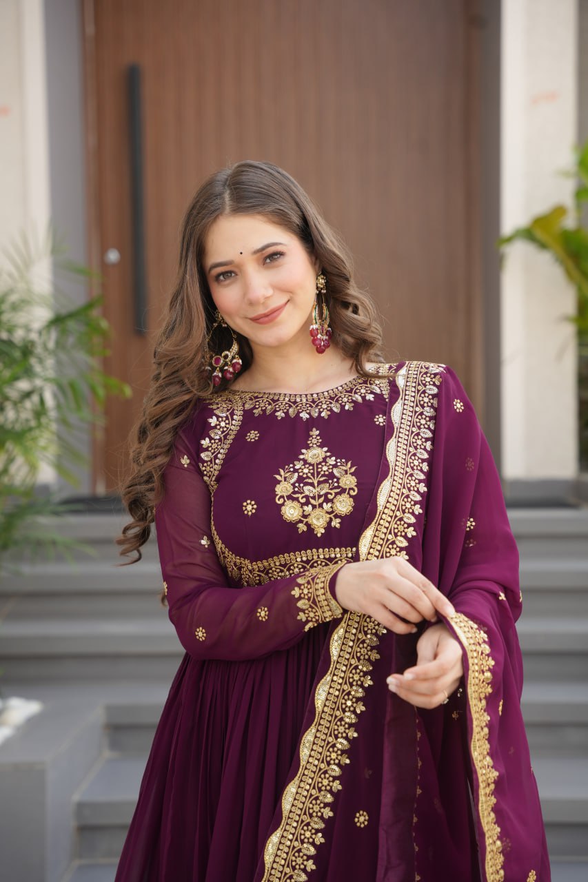 Vrinda Floral  Faux Blooming Georgette Anarkali