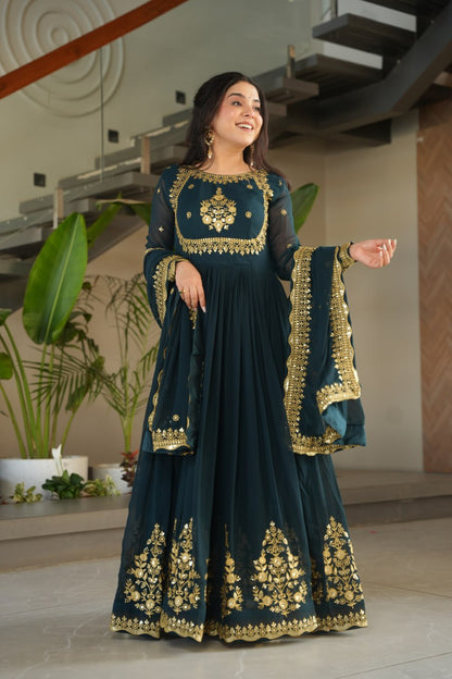 Vrinda Floral  Faux Blooming Georgette Anarkali