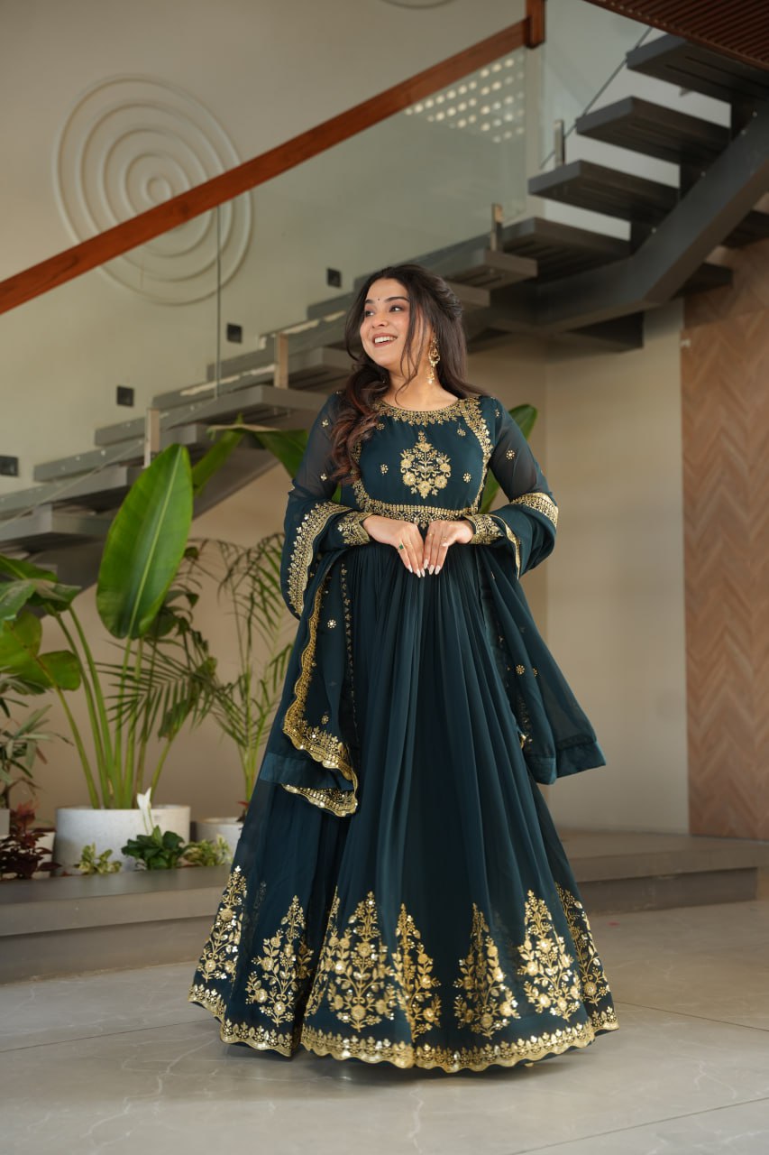 Vrinda Floral  Faux Blooming Georgette Anarkali