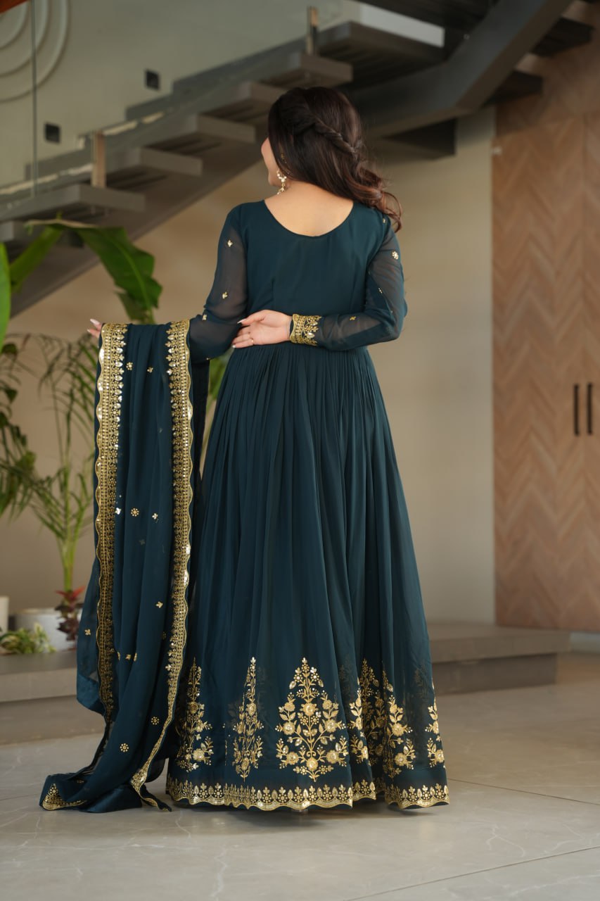 Vrinda Floral  Faux Blooming Georgette Anarkali