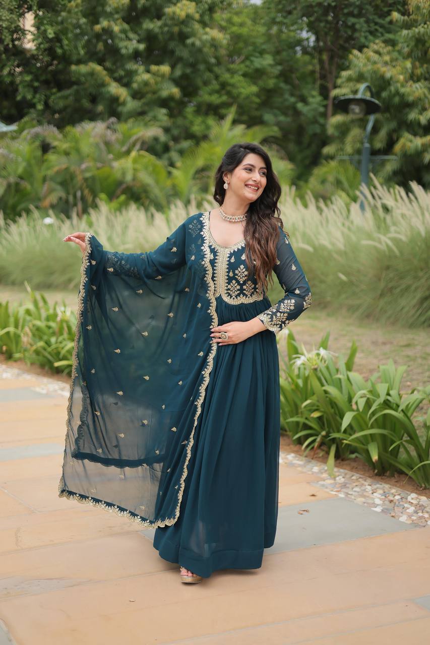 Designed Embroidered Looks Graceful For Women Gown