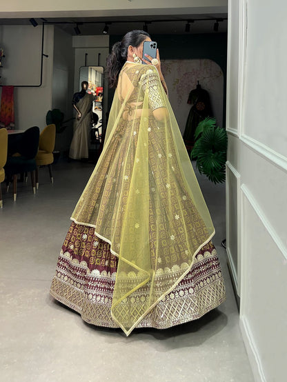 Lisha Digital Print With Embroidery Sequins Work Lehenga Choli